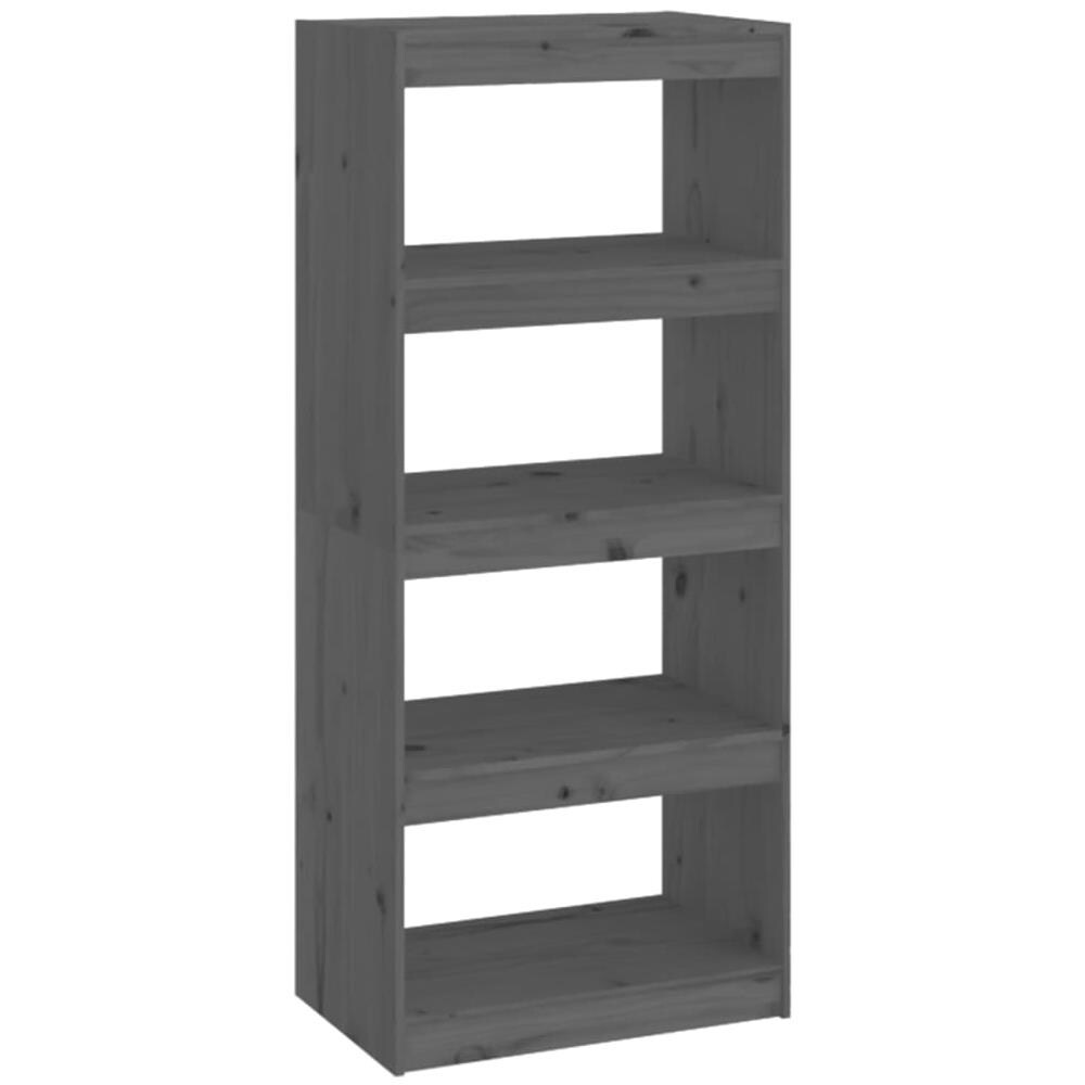 Libreria / divisorio Grigio 60x30x135,5 Cm Legno Massello Di Pino - Foto 2