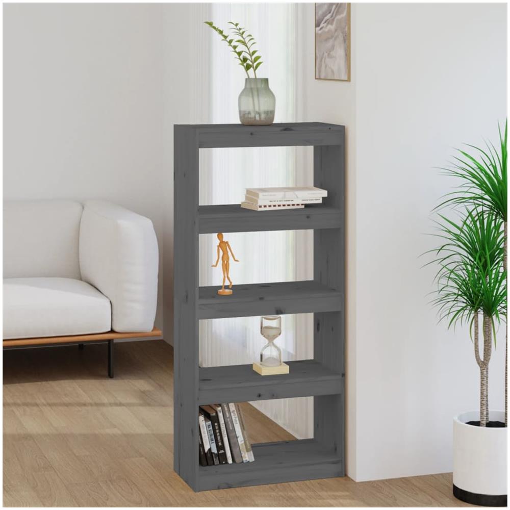 Libreria / divisorio Grigio 60x30x135,5 Cm Legno Massello Di Pino - Foto 1