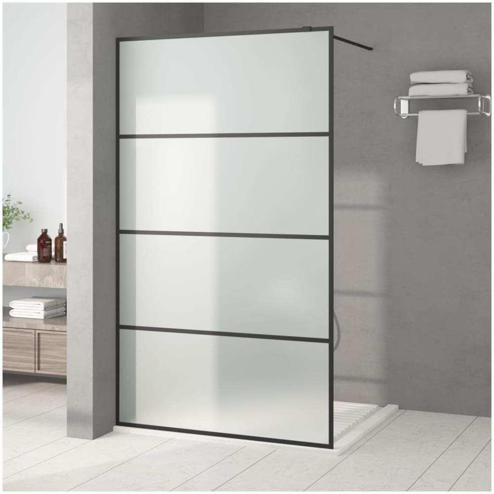 Parete Doccia Walk In Nera 115x195 Cm Vetro Smerigliato Esg - Foto 1