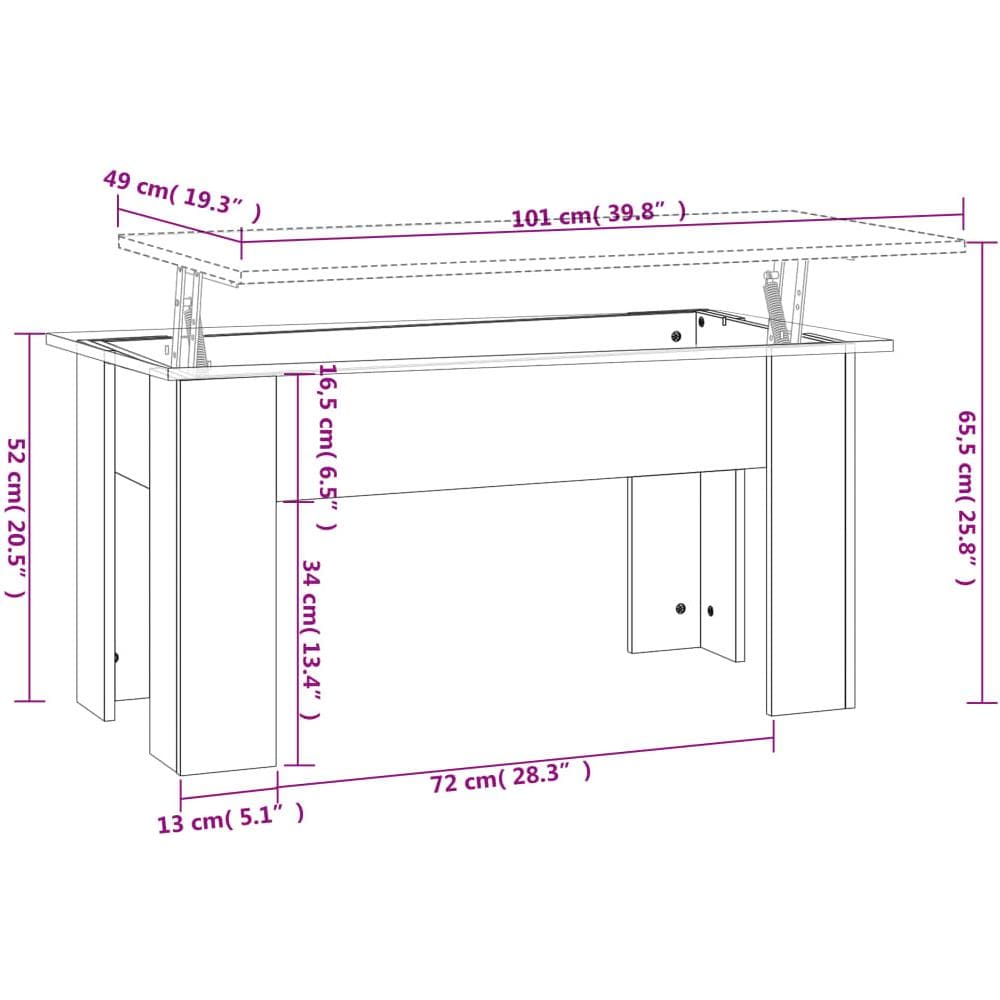 Tavolino Da Salotto Rovere Sonoma 101x49x52cm Legno Multistrato - Foto 7