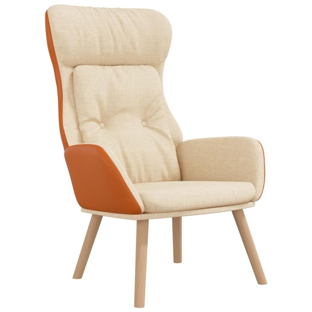 Poltrona Rilassante Crema In Tessuto E Pvc - Foto 2