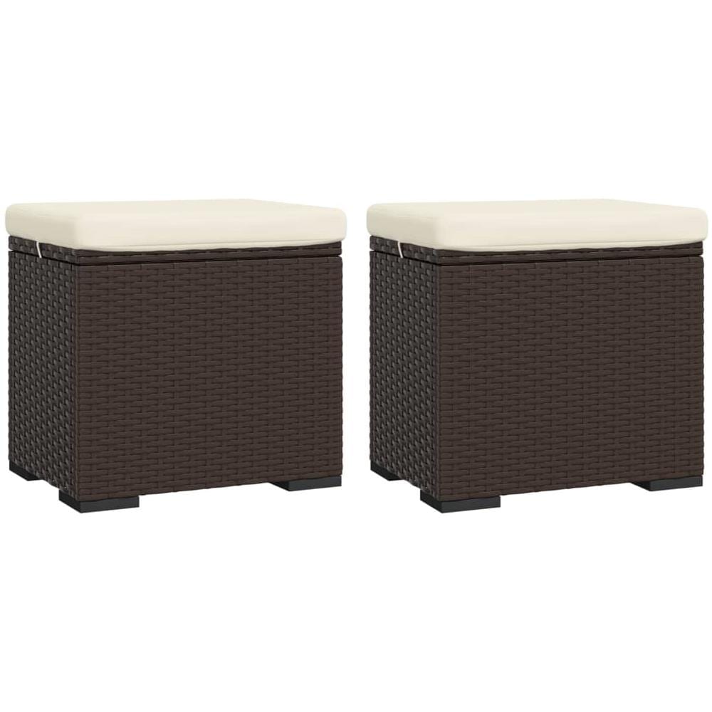 Ottomane Con Cuscini 2pz Marrone 40x30x40 Cm In Polyrattan - Foto 2