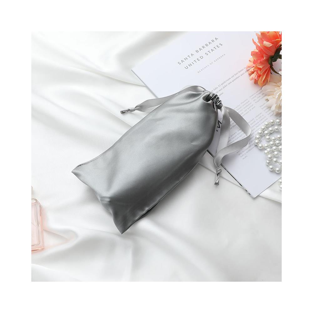 Maschera Per Gli Occhi Oscurante Per Il Sonno In Tessuto Simile Alla Seta Ricamata Con Custodia In Tessuto Grigio - Foto 2