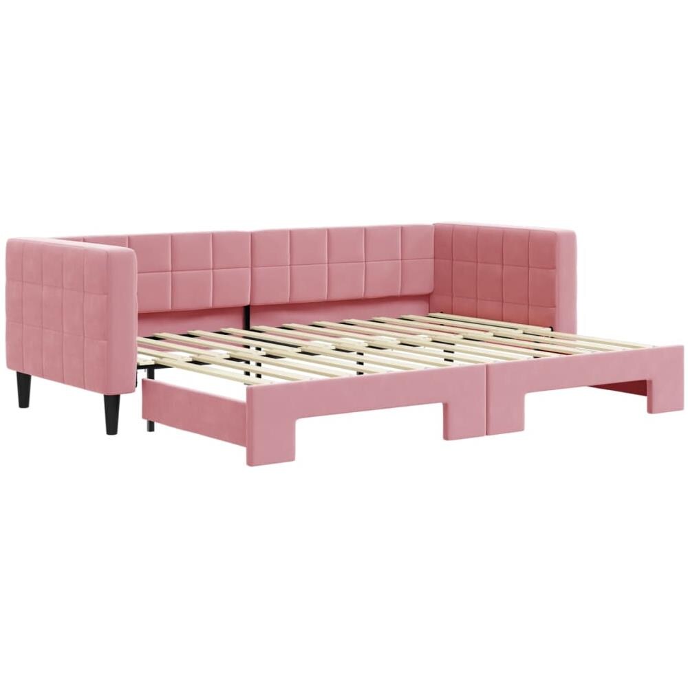Divano Letto Con Letto Estraibile Rosa 80x200 Cm In Velluto - Foto 2