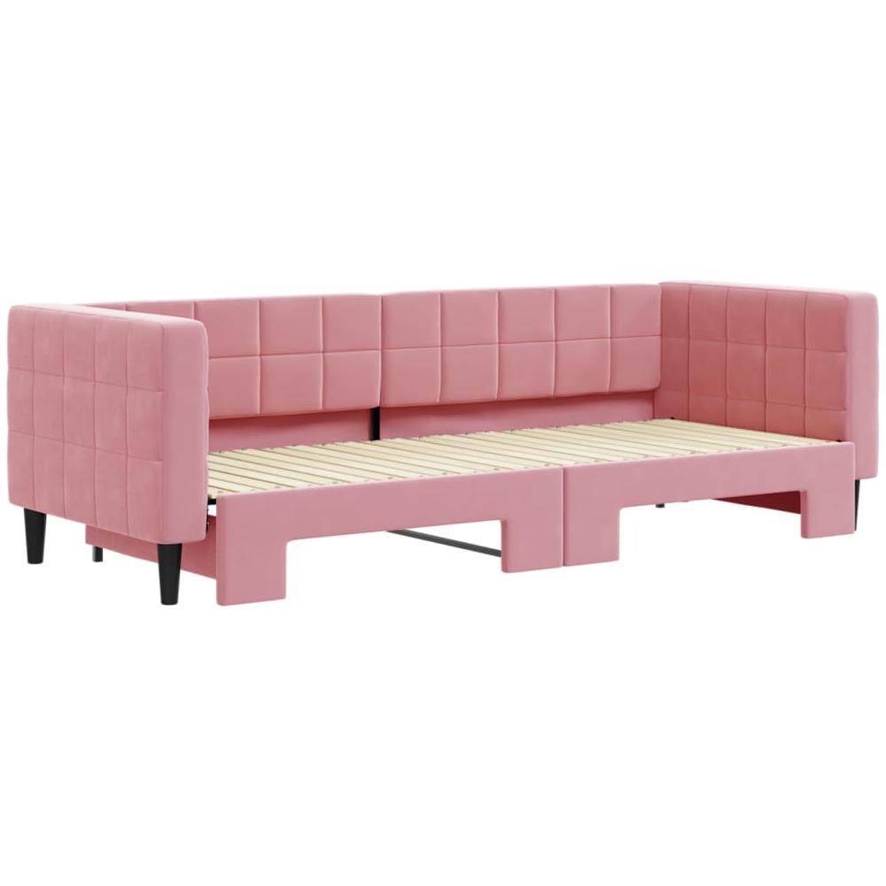Divano Letto Con Letto Estraibile Rosa 80x200 Cm In Velluto - Foto 3