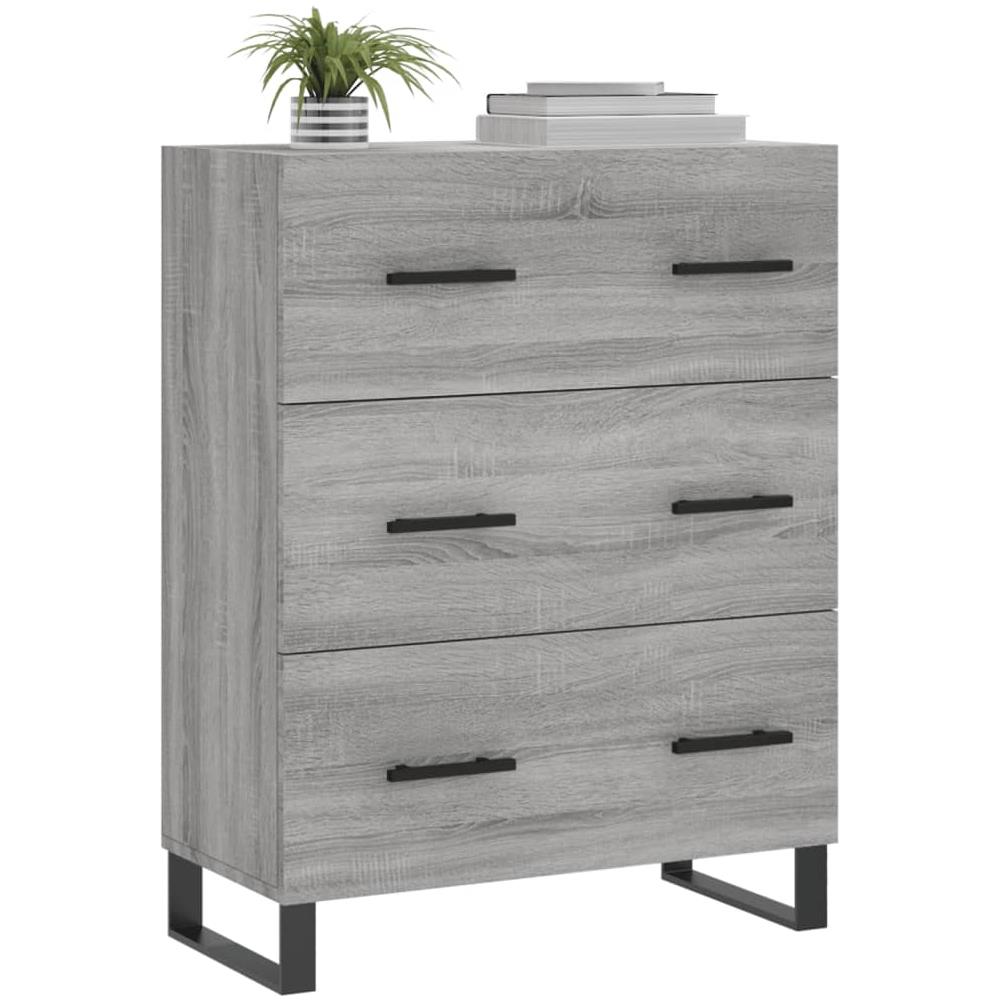 Credenza Grigio Sonoma 69,5x34x90 Cm In Legno Multistrato - Foto 3