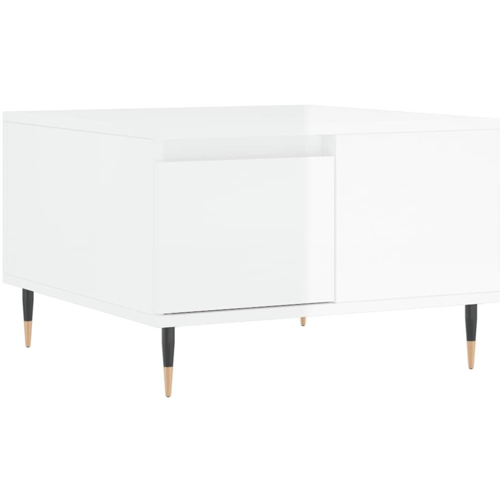 Tavolino Salotto Bianco Lucido 55x55x36,5 Cm Legno Multistrato - Foto 2