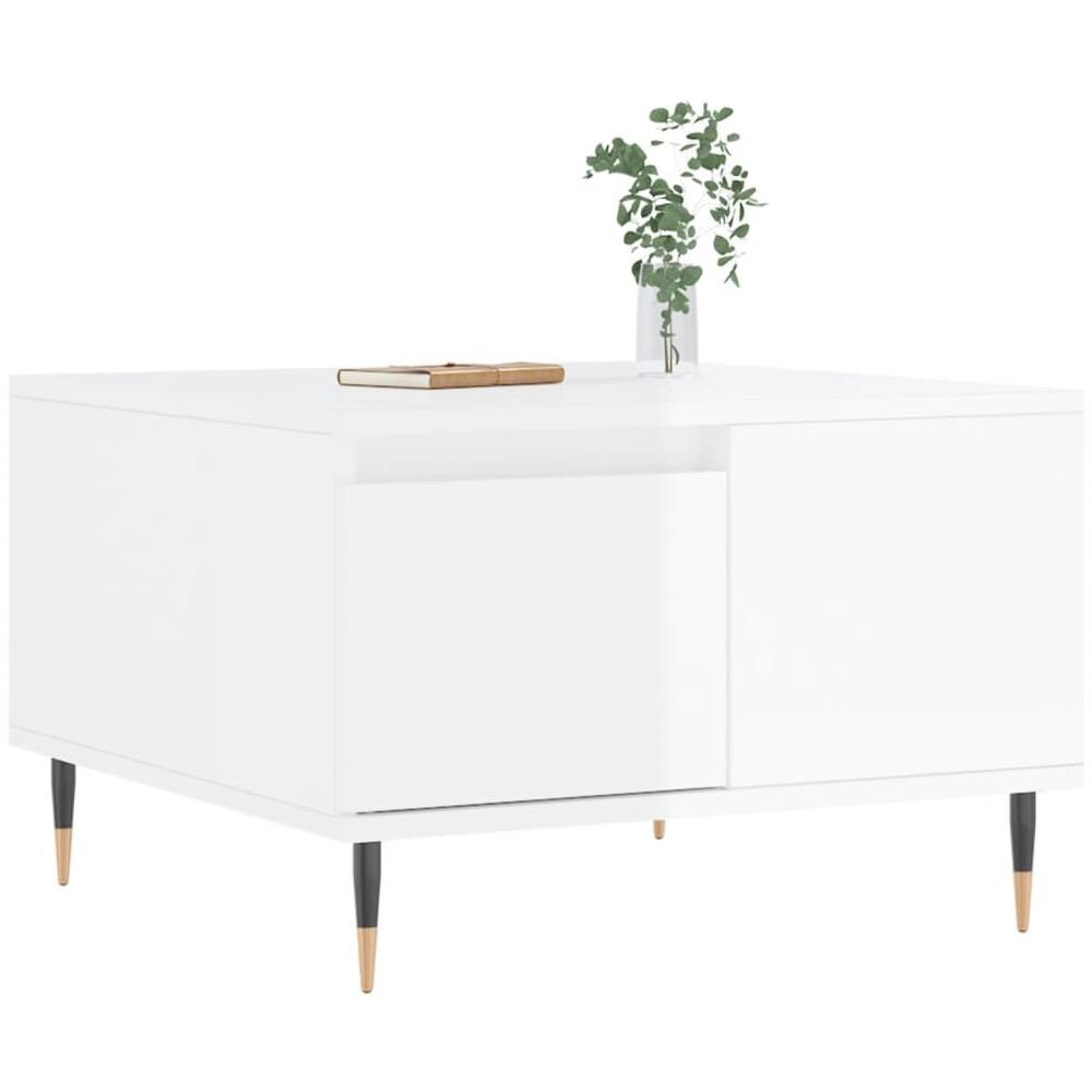 Tavolino Salotto Bianco Lucido 55x55x36,5 Cm Legno Multistrato - Foto 3