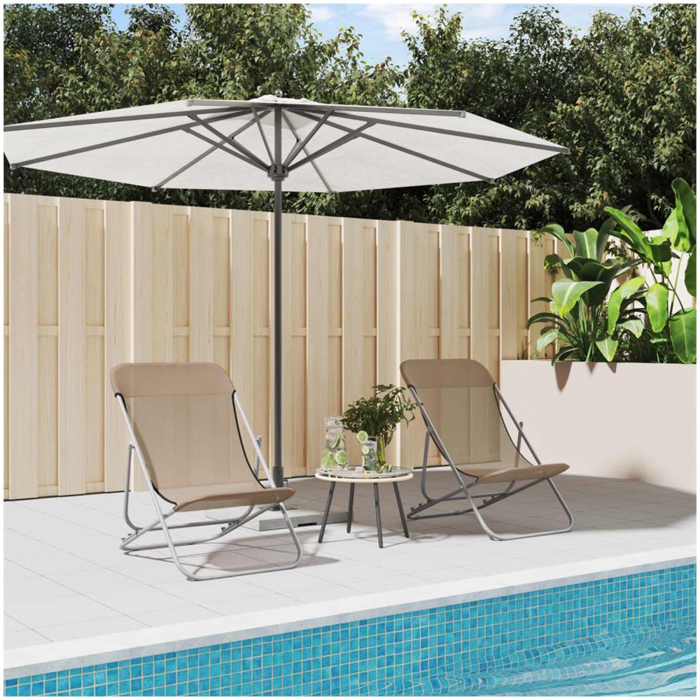 Sedie Pieghevoli 2 Pz Tortora In Textilene E Acciaio Verniciato - Foto 1