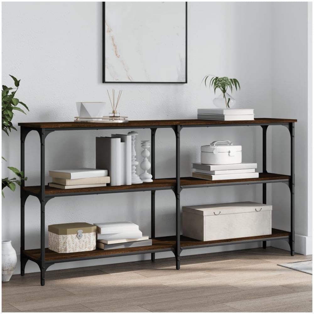 Tavolino Consolle Rovere Marrone 150x29x75 Cm Legno Multistrato - Foto 1