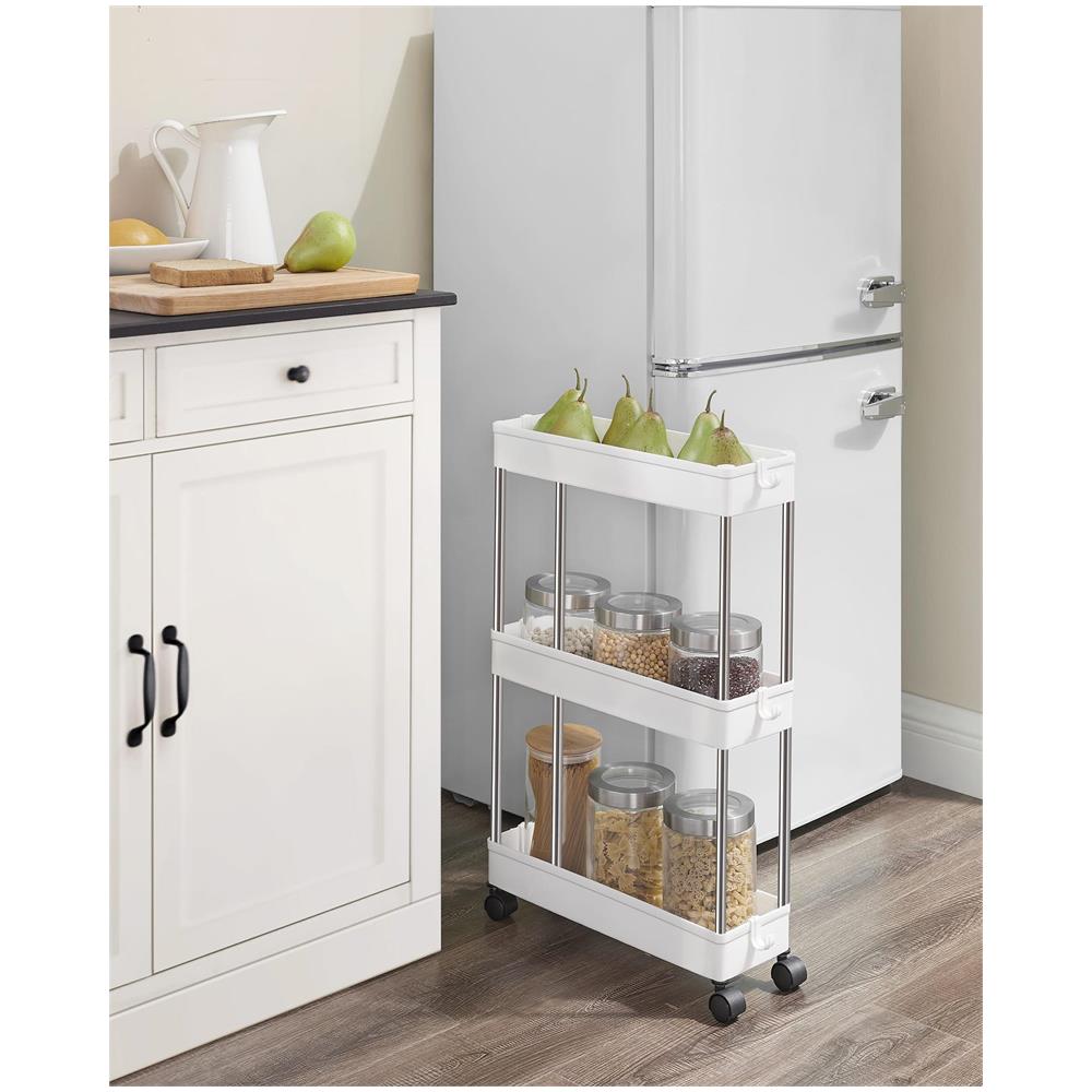 Carrello portaoggetti mobile White con 3 ripiani portaoggetti per cucine - Foto 2