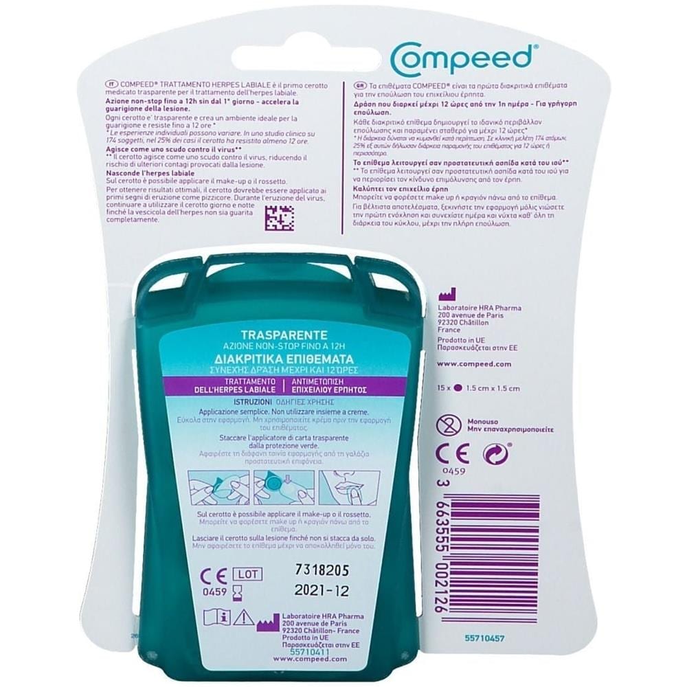 Compeed Trattamento Dell'Herpes Labiale 15 Pezzi - Foto 2