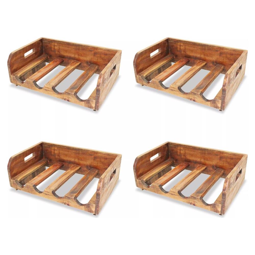 Set Portavini 4 pz per 16 Bottiglie in Legno Massello di Mogano - Foto 3
