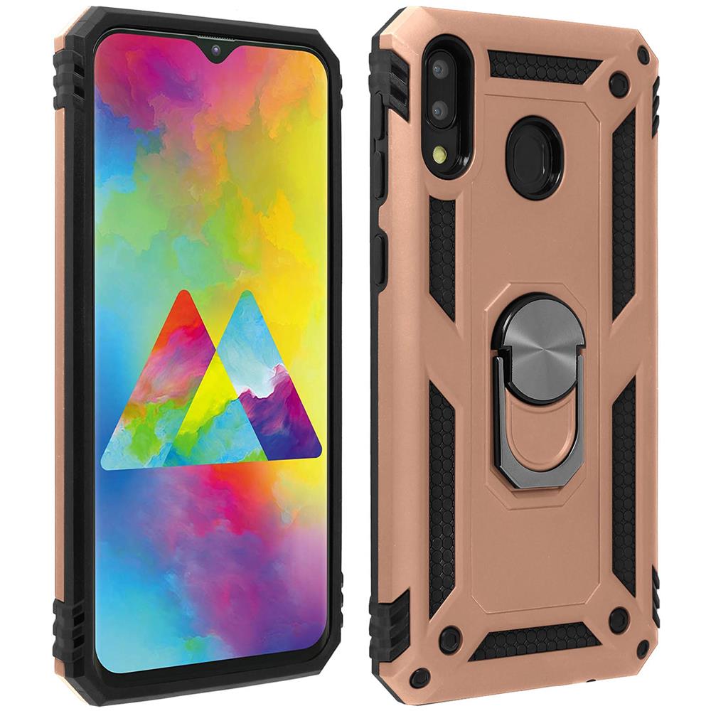 Cover Galaxy M20 Bi-materia Rigida Morbida Anello Magnetico Stand Rosa Gold - Foto 1