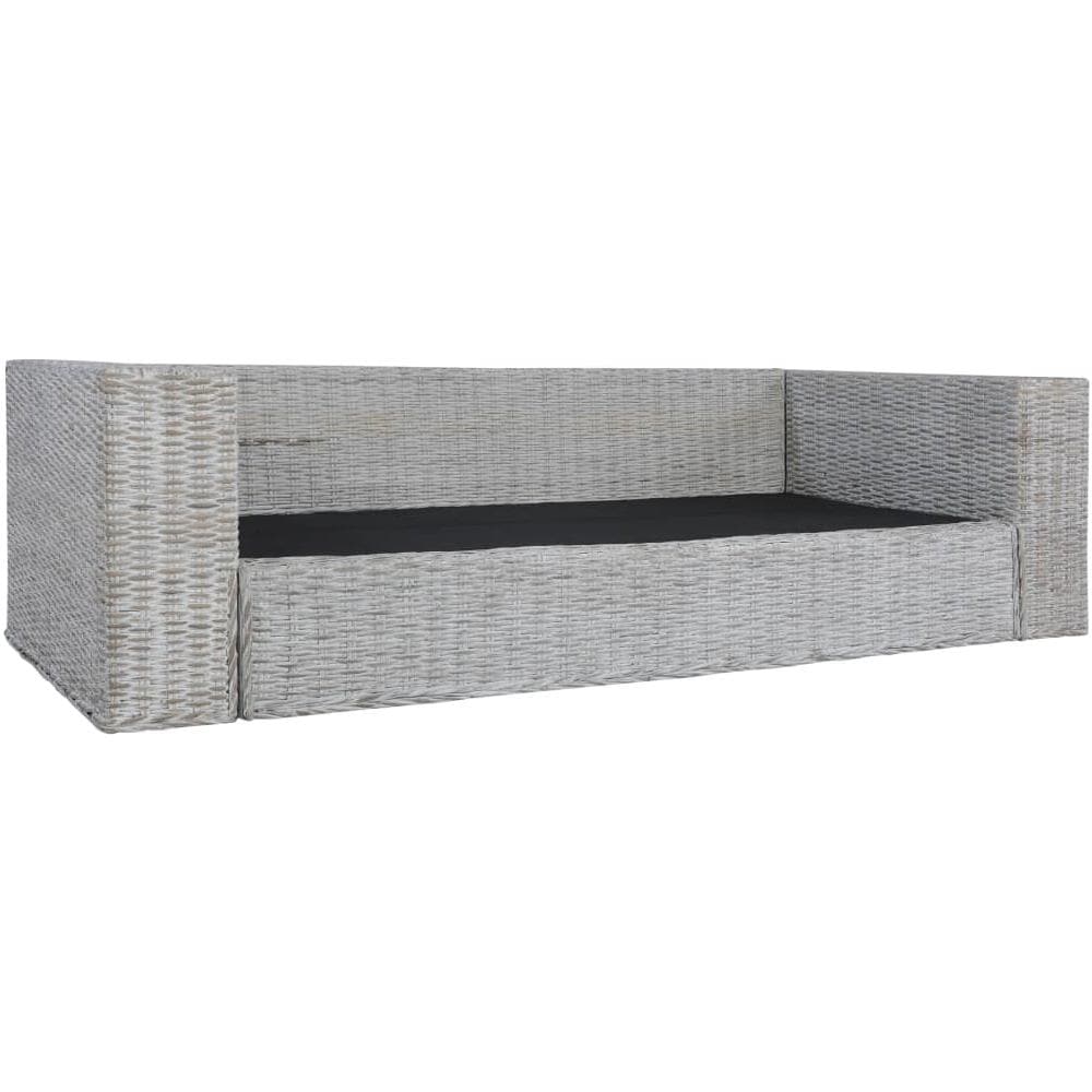 Divano a 3 Posti con Cuscini Grigio in Rattan Naturale 200 x 80 x 61 cm - Foto 2