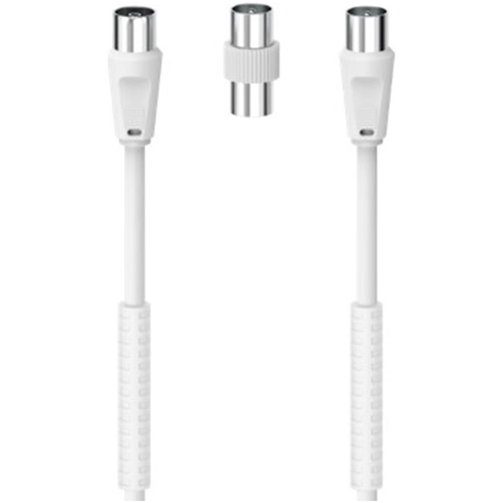 Cavo antenna M /F con adattatore M /M, 3 metri, 85 dB, ferrite, bianco - Foto 1