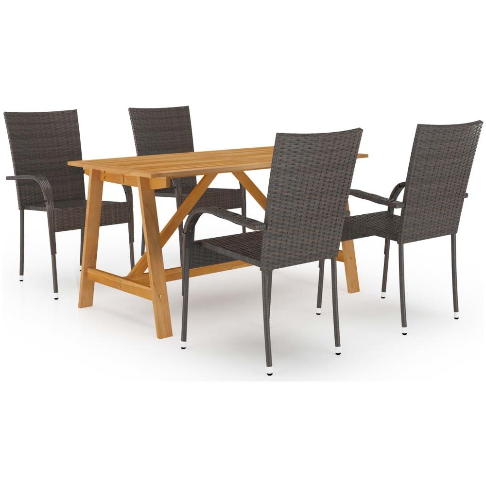 Set Mobili Da Pranzo Per Giardino 5 Pz Marrone - Foto 1