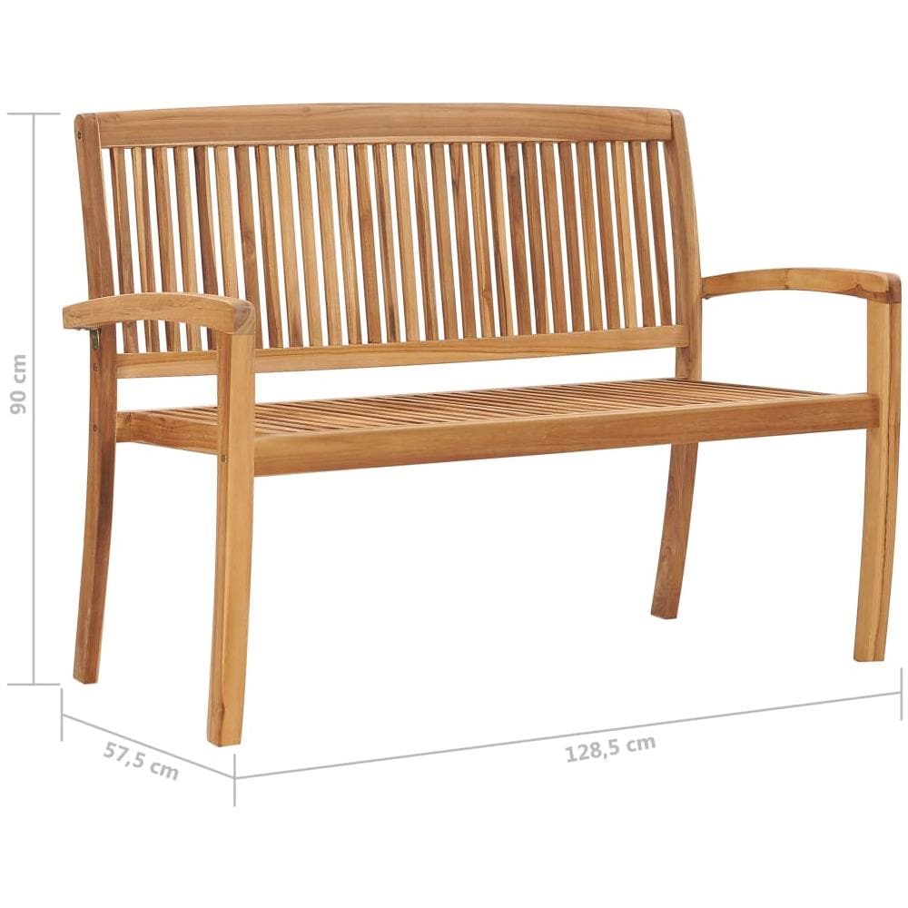 Panchina Da Giardino Impilabile E Cuscino 128,5cm Teak Massello - Foto 8