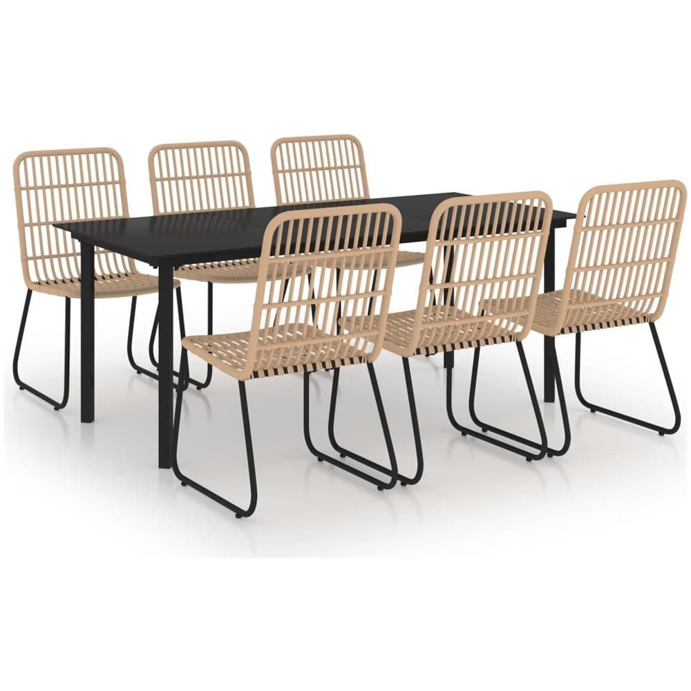 Set Da Pranzo Da Giardino 7 Pz In Polyrattan E Vetro - Foto 1