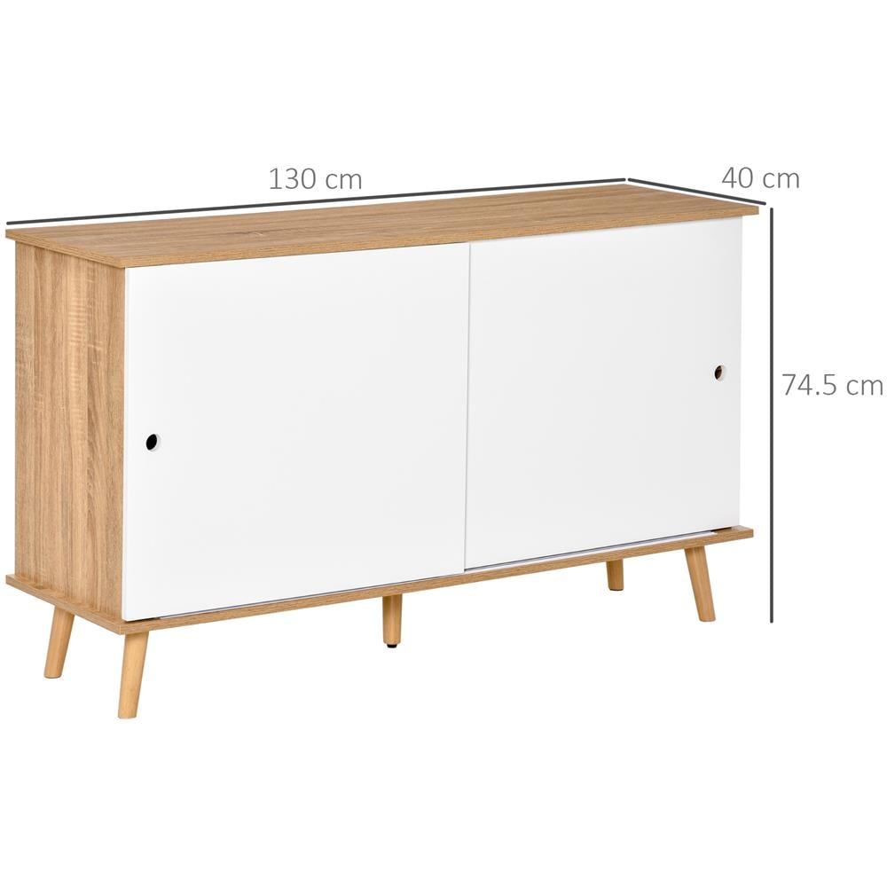 Mobile Con Mensole Regolabili E Ante Scorrevoli - Rovere Bianco - Foto 2