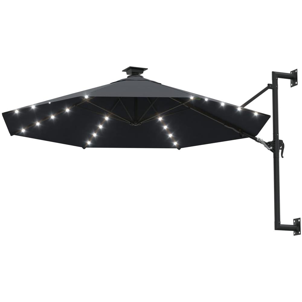 Ombrellone a Muro con LED e Palo in Metallo 300 cm Antracite - Foto 2