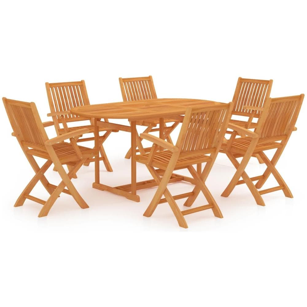 Set da Pranzo da Giardino 7 pz in Legno Massello di Teak - Foto 1