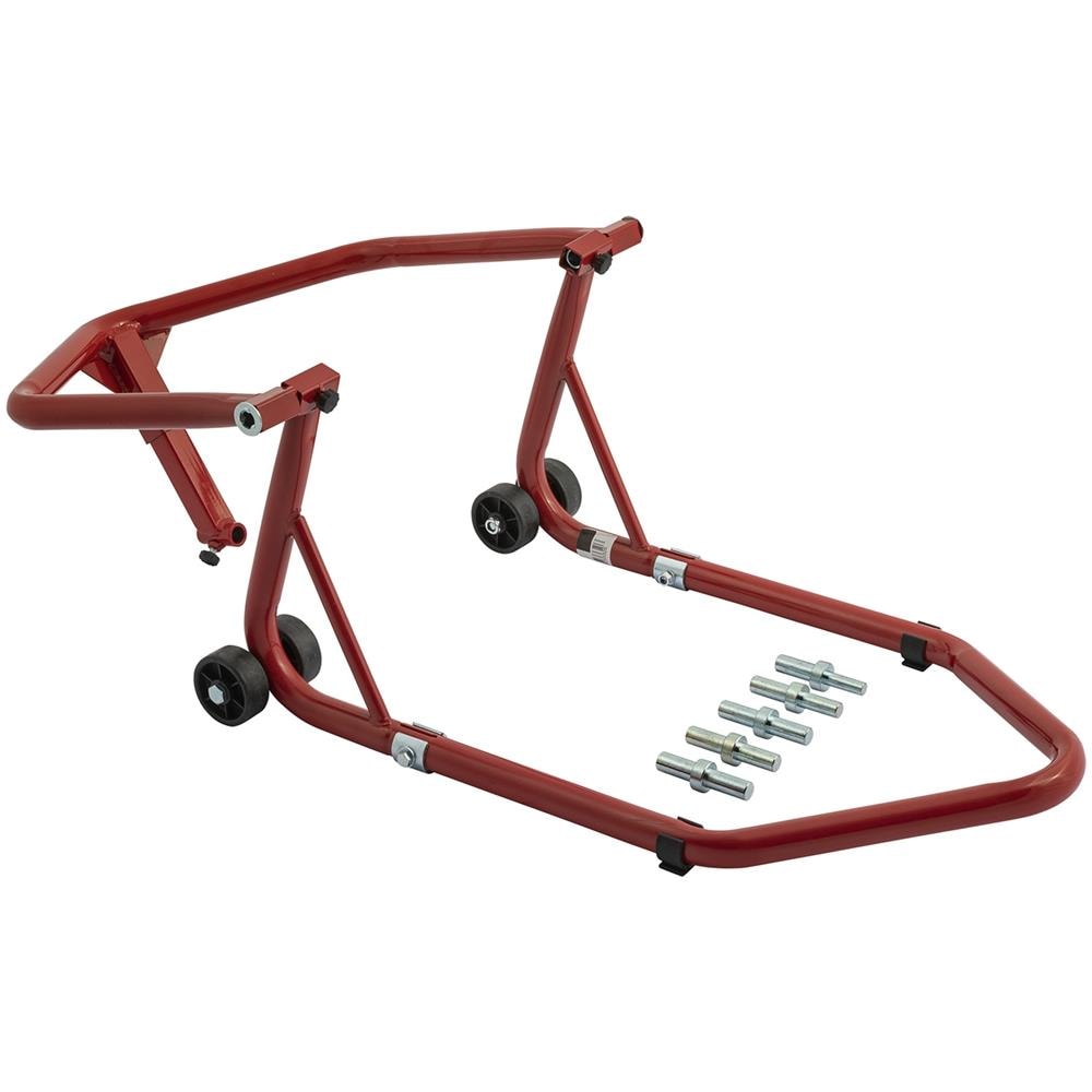 Cavalletto Alza Moto 4 Ruote 5 Perni Inclusi Anteriore Canotto Sterzo Rosso - Foto 2