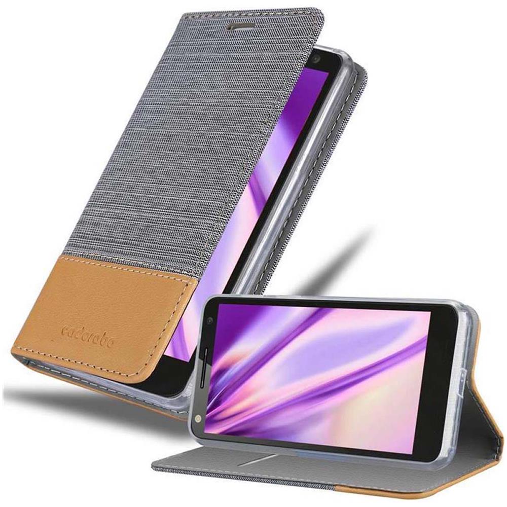 Custodia Compatibile Con Motorola Moto X3 In Grigio Chiaro Marrone - Coperchio Protettiva Con Chiusura Magnetica, Funzione Stand E Tasca Per Le Carte - Foto 1