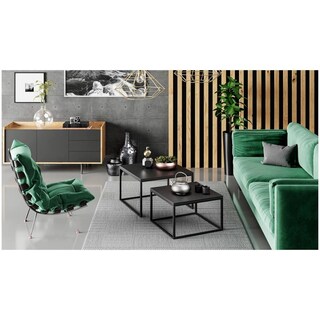 Set Di 2 Tavolini Quadrati Moderni - Design Elegante E Compatto, Colore Nero, Perfetti Per Soggiorno E Salotto