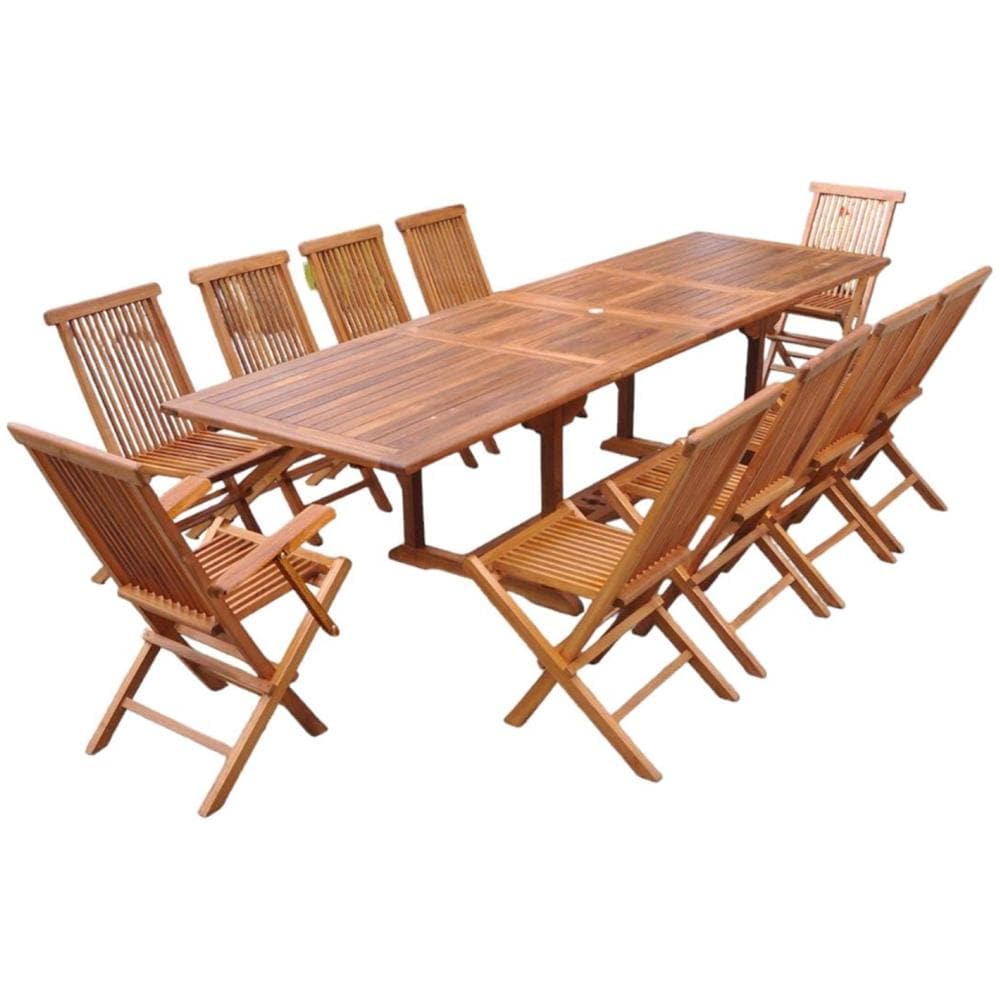 Tavolo Da Giardino Rettangolare 8 Sedie E 2 Poltrone In Teak Oliato Lubok - Foto 8