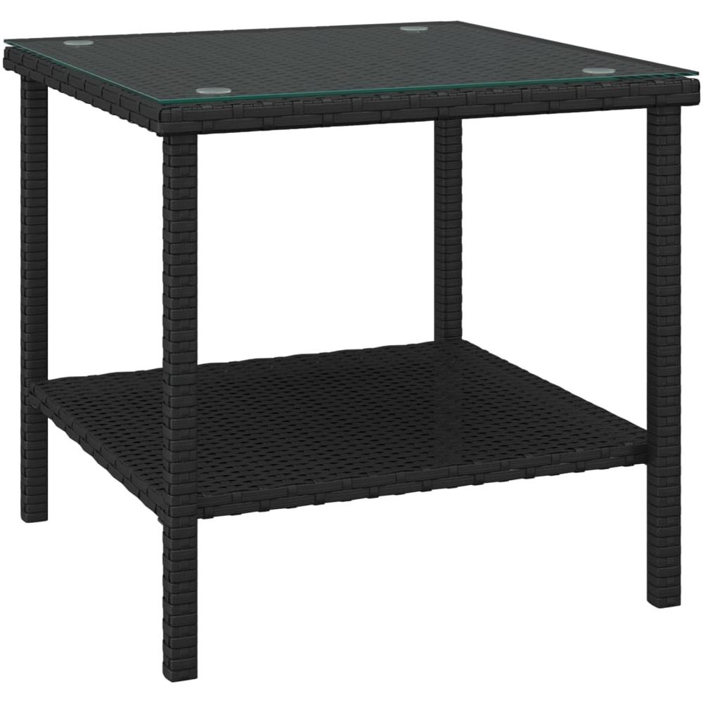 Tavolino Nero 45x45x45 Cm Polyrattan E Vetro Temperato - Foto 2