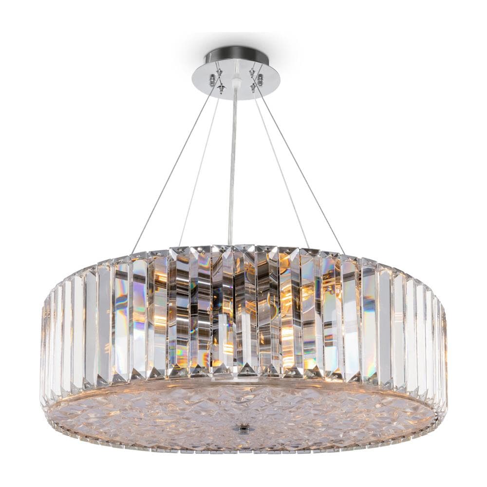Lampadario Contemporaneo Recinto Metallo Cromo 8 Luci Diffusori Vetro Trasp. - Foto 1