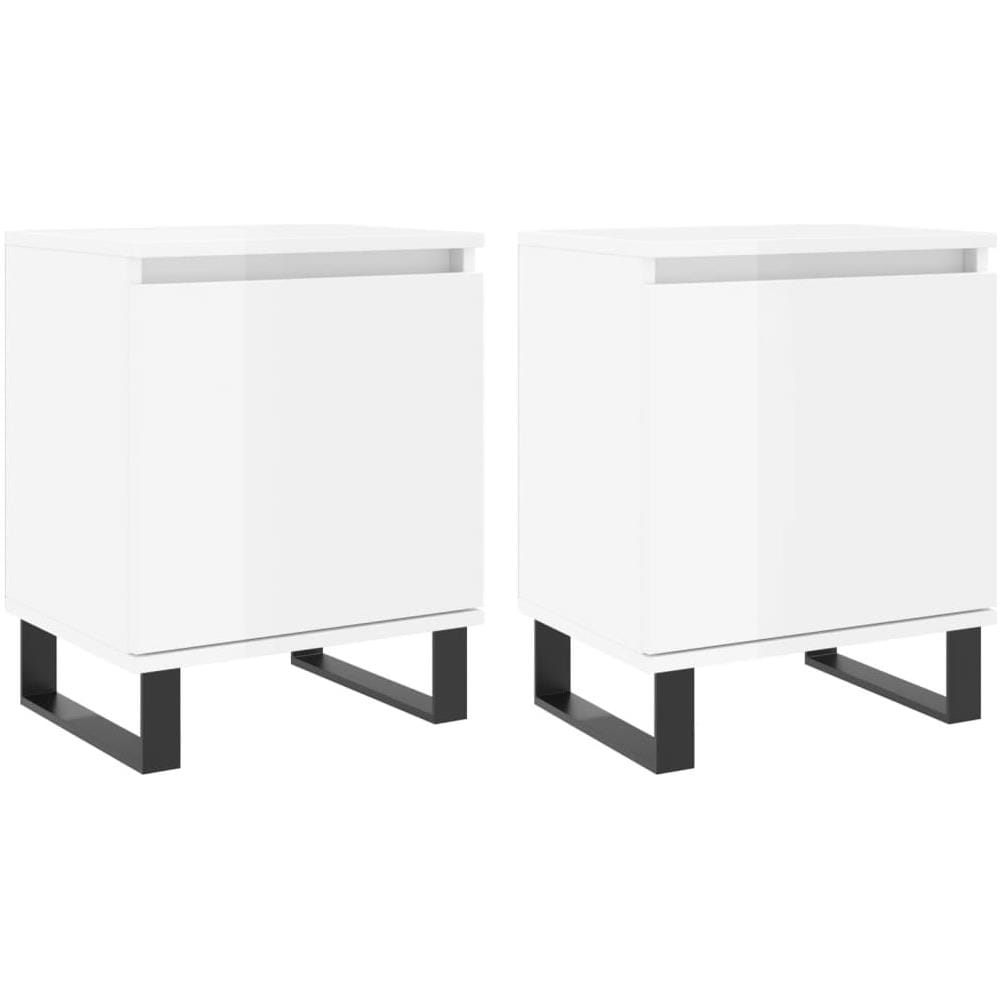 Comodini 2 Pz Bianco Lucido 40x30x50 Cm In Legno Multistrato - Foto 1