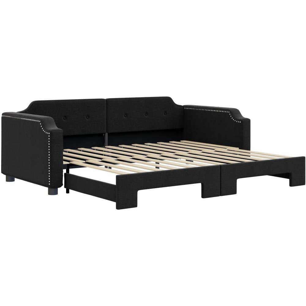 Divano Letto Con Letto Estraibile Nero 90x200 Cm In Tessuto - Foto 2