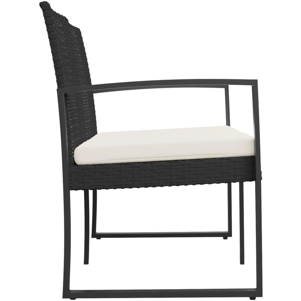 Panca Da Giardino A 2 Posti Con Cuscini In Rattan Pp Nero - Foto 2