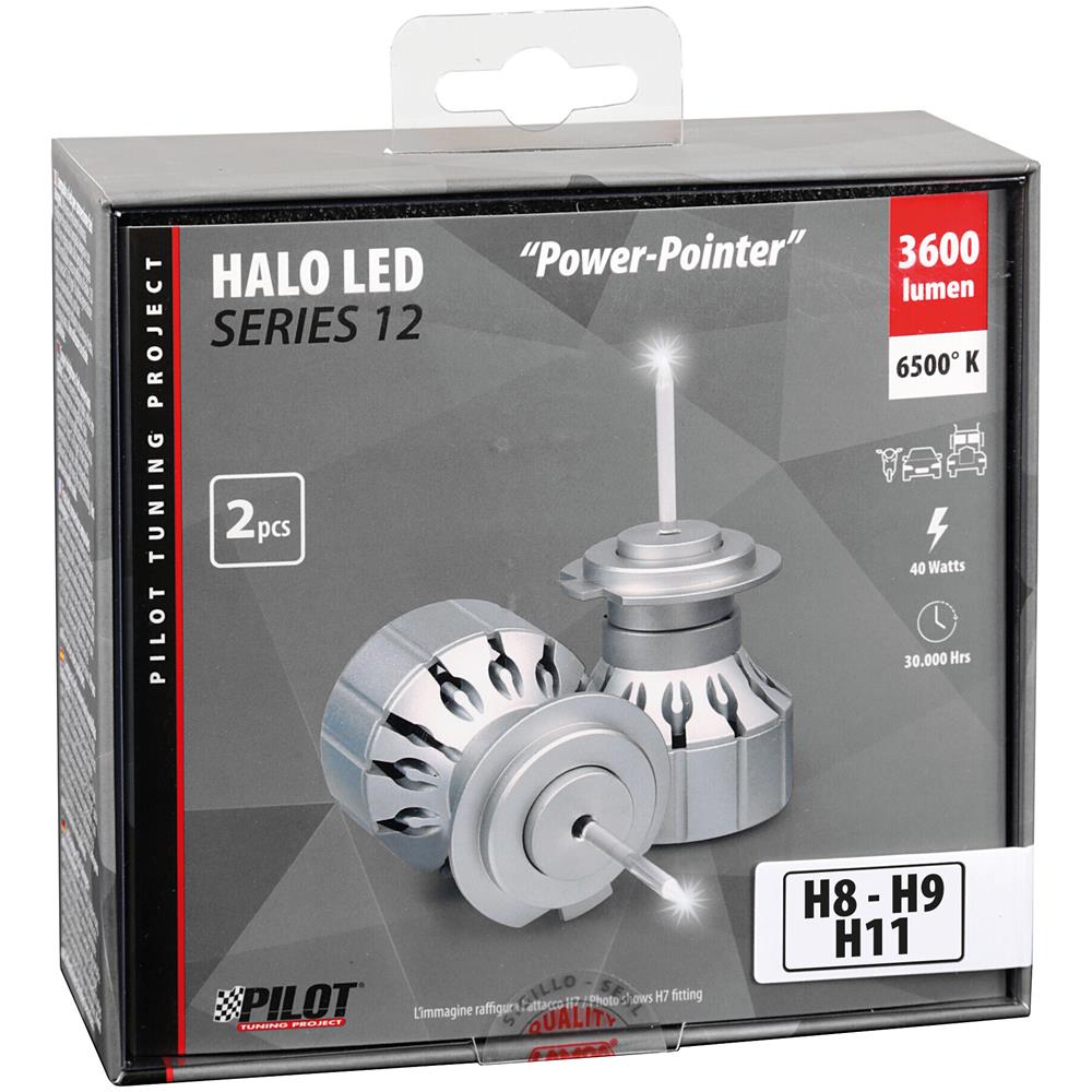 9/32v Halo Led Serie 12 Power-pointer - (h8-h9-h11) - 40w - Pgj19-x - 2 Pz - Scatola - Foto 2