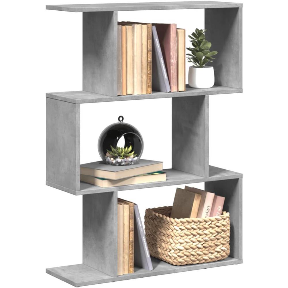 Libreria Divisorio 3Piani Grigio Cemento 70x24x97 cm Truciolato - Foto 2