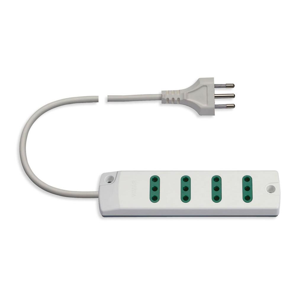 Presa Multipla 4 Prese 10a Spina 10a Salvaspazio Con Cavo 1,5mt Bianco - Foto 1