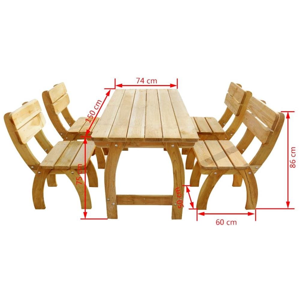 Set da Pranzo per Esterni 5 pz in Legno di Pino Impregnato - Foto 6