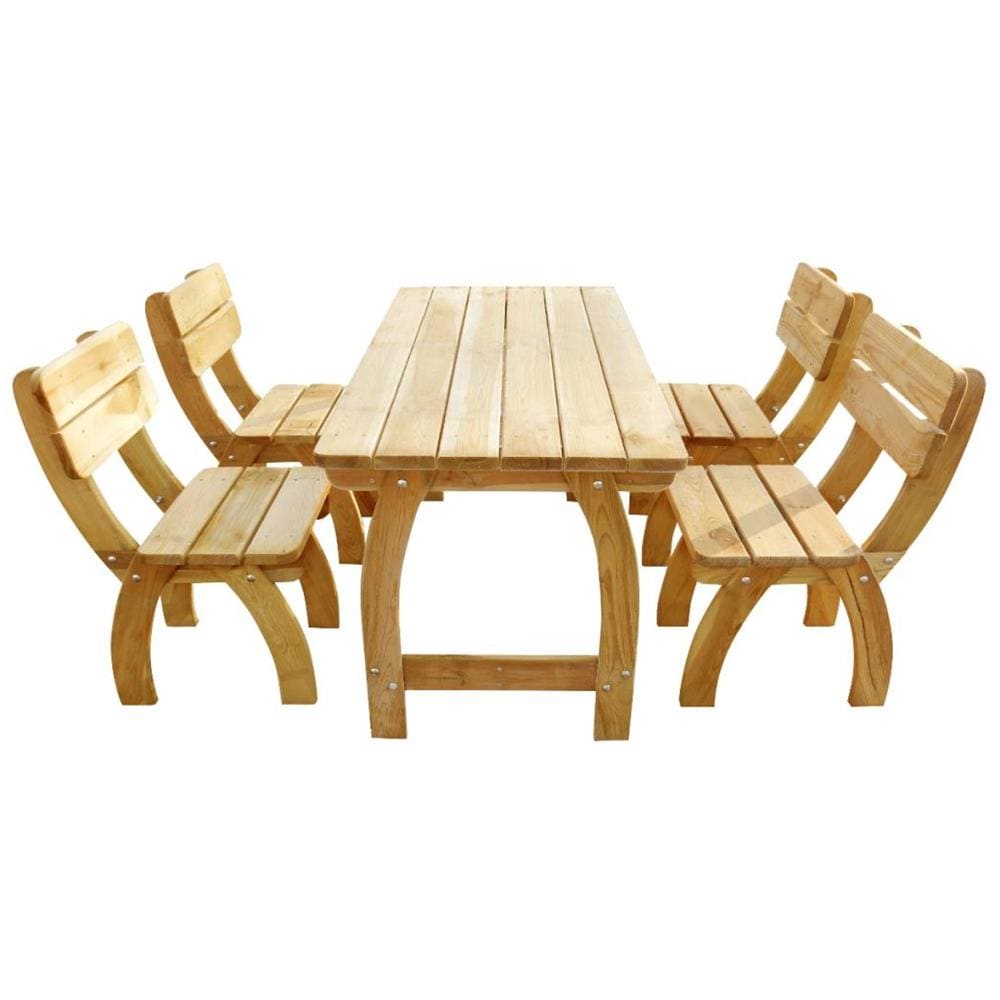 Set da Pranzo per Esterni 5 pz in Legno di Pino Impregnato - Foto 2