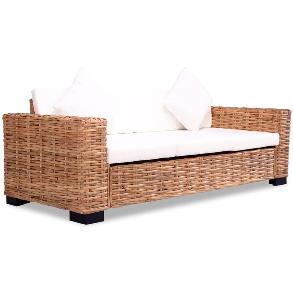 Divano a 3 Posti in Rattan Naturale 195 x 80 x 67 cm - Foto 1