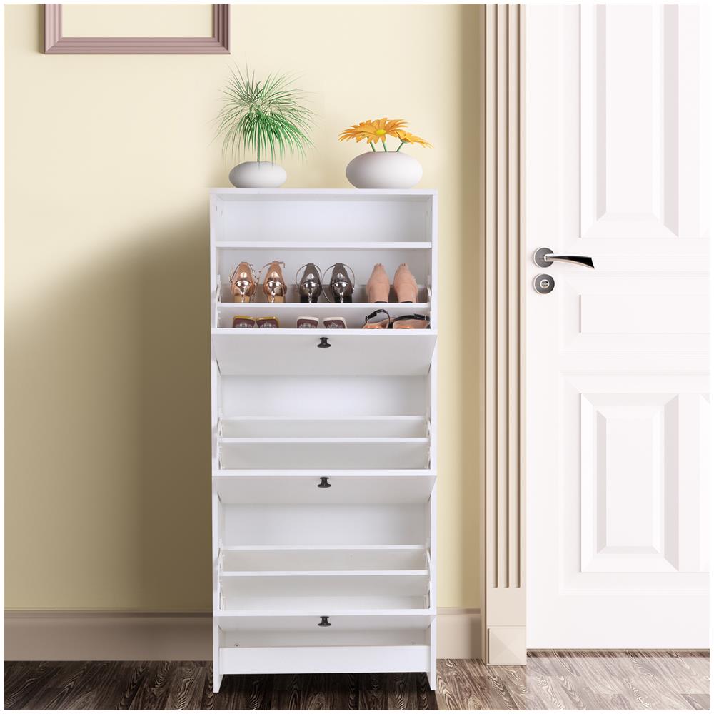 homcom Scarpiera a Ribalta Moderna Salvaspazio Legno 60 /× 24 /× 132cm Bianca
