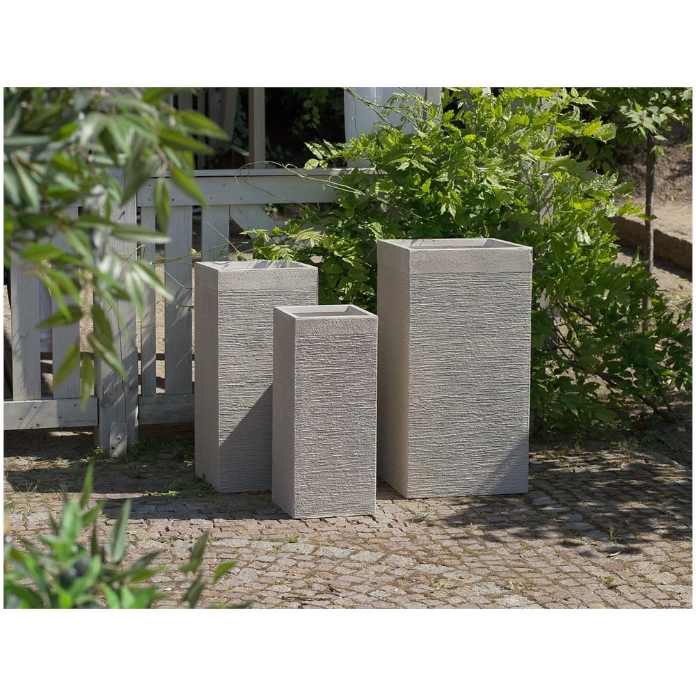 Vaso Da Fiori Rettangolare 33 X 33 X 70 Cm Beige Dion - Foto 2