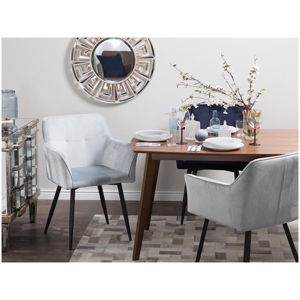 Set Di 2 Sedie Da Pranzo In Velluto Azzurro / grigio Chiaro Jasmin - Foto 2