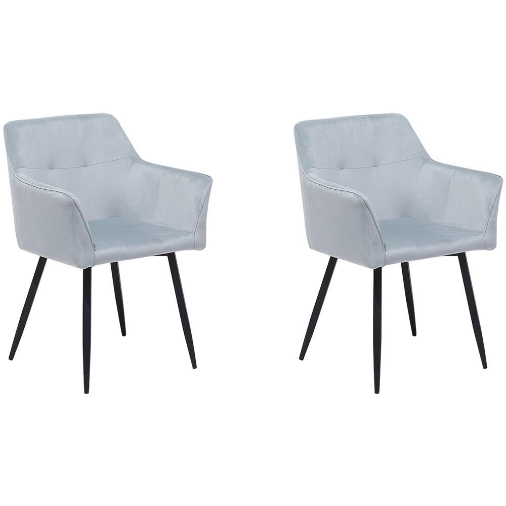 Set Di 2 Sedie Da Pranzo In Velluto Azzurro / grigio Chiaro Jasmin - Foto 1