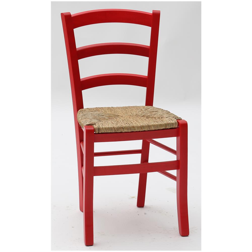 Set Di 2 Sedie In Legno Rosso Impagliata - Foto 1