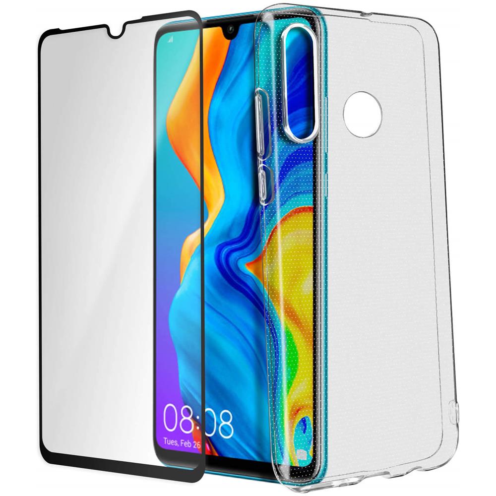 Cover Huawei P30 Lite / Honor 20s Silicone Morbida / Vetro Temperato 9h Nero - Foto 2