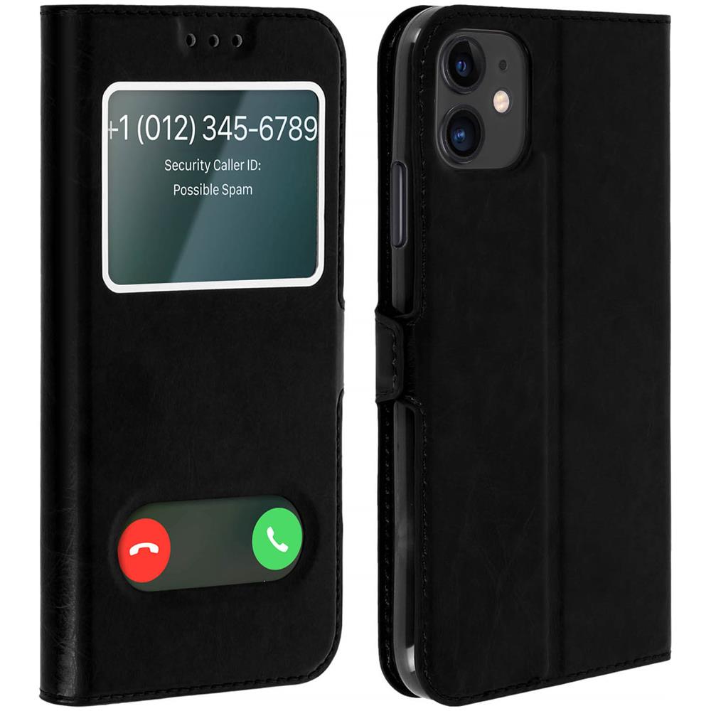 Custodia Apple Iphone 11 Sportellino 2x Finestre Cover Silicone - Nero - Foto 1
