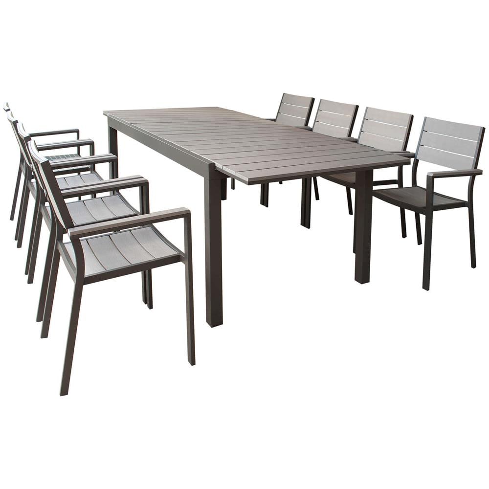 Triumphus - Set Tavolo In Alluminio E Polywood Cm 180/240 X 100 X 73 H Con 8 Poltrone Xanthus - Foto 1