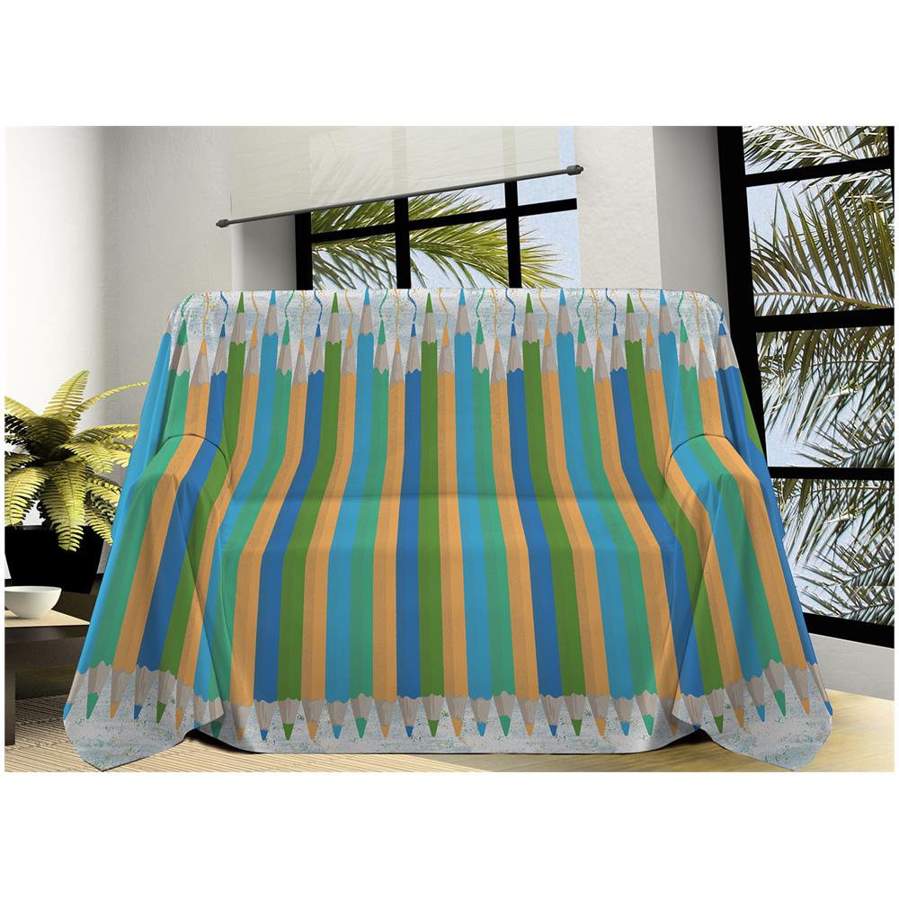 Telo Arredo Linea Pensieri Delicati In Cotone Disegno Matitoni Colore Verde Matrimoniale Verde - Foto 1